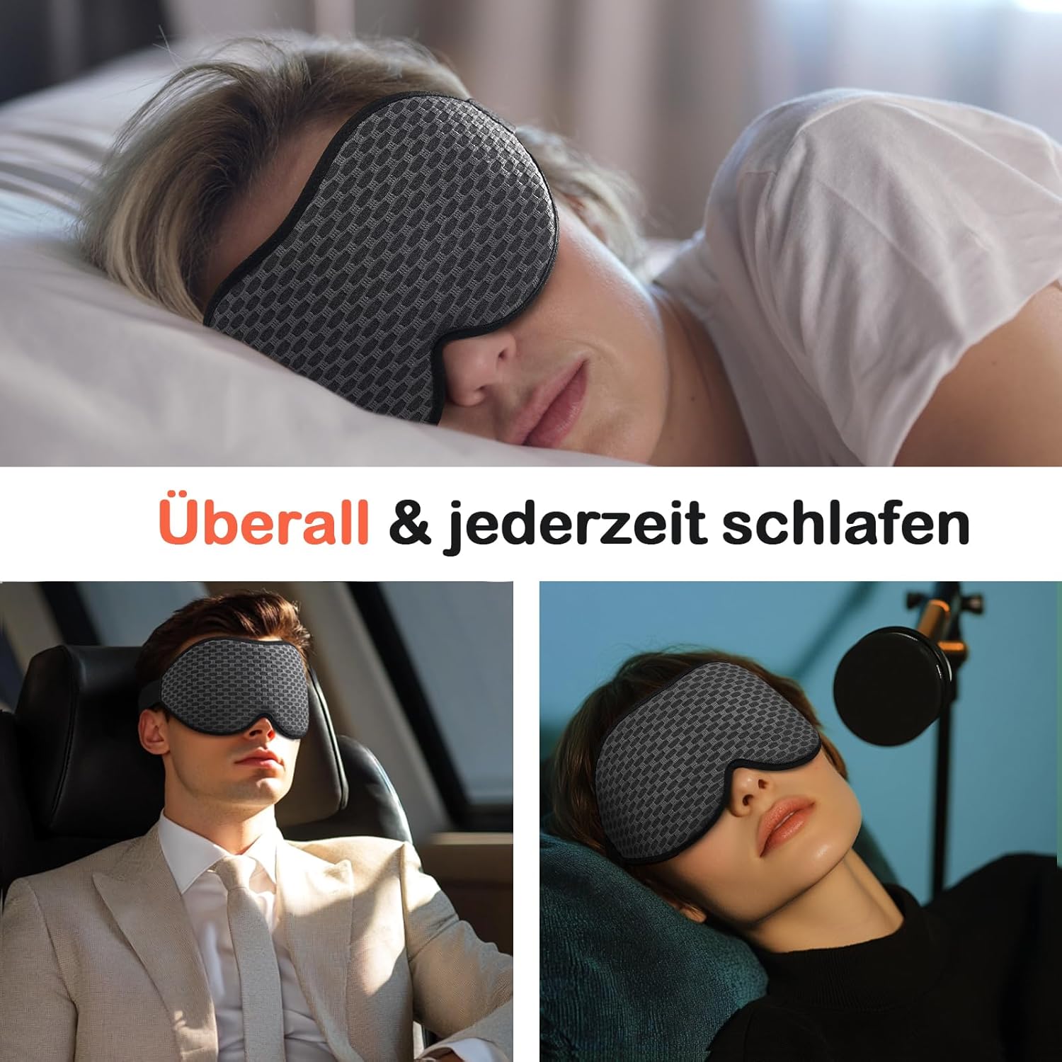 INNELO 3D-Schlafmaske für Männer und Frauen, 2025 Seiten, verbesserte Augenmaske für Seitenschläfer, 100 % lichtblockierende, ergonomische Schlafbrille, mit bequemen druckfreien Augenhöhlen für Reisen, Grau – Bild 7