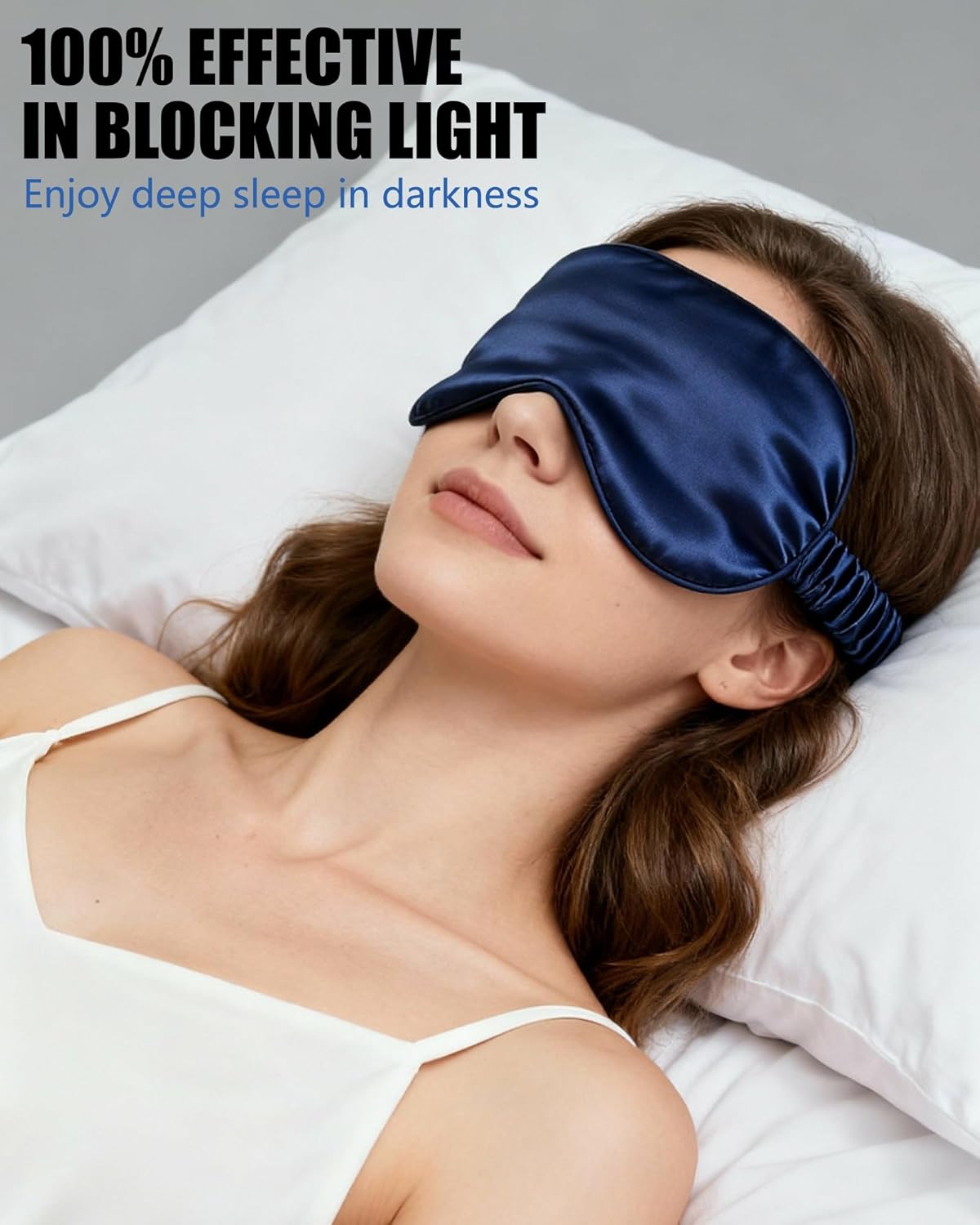 2er-Pack Schlafmasken für Damen und Herren, Augenmaske aus Seide, lichtblockierende Schlafmaske mit verstellbarem Riemen, bequeme weiche Augenbinde für Reisen, Nickerchen (schwarz) – Bild 4