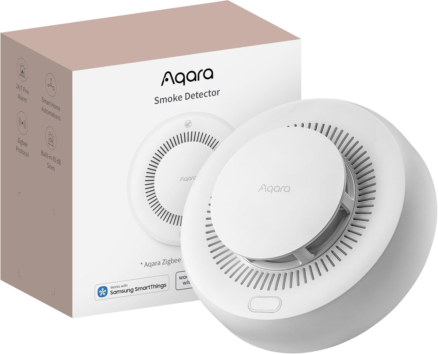 Aqara Rauchmelder, erfordert Aqara Zigbee 3.0 Hub, Feueralarm-Rauchmelder mit 85-dB-Sirene, Feueralarm mit extrem langer Akkulaufzeit, unterstützt HomeKit, Alexa, Google, Matter Over Bridge
