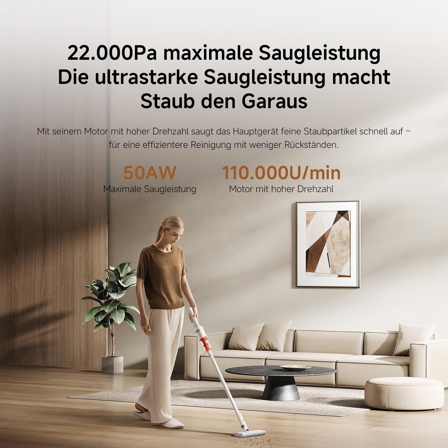 XIAOMI P30 Akku-Staubsauger, 22 kPa/50 AW Saugleistung, leicht und mühelos zu handhaben, bis zu 40 Minuten Laufzeit, präzise 5-stufige Filterung, 2 Bürstenaufsätze, geeignet für Zuhause und Auto – Bild 3