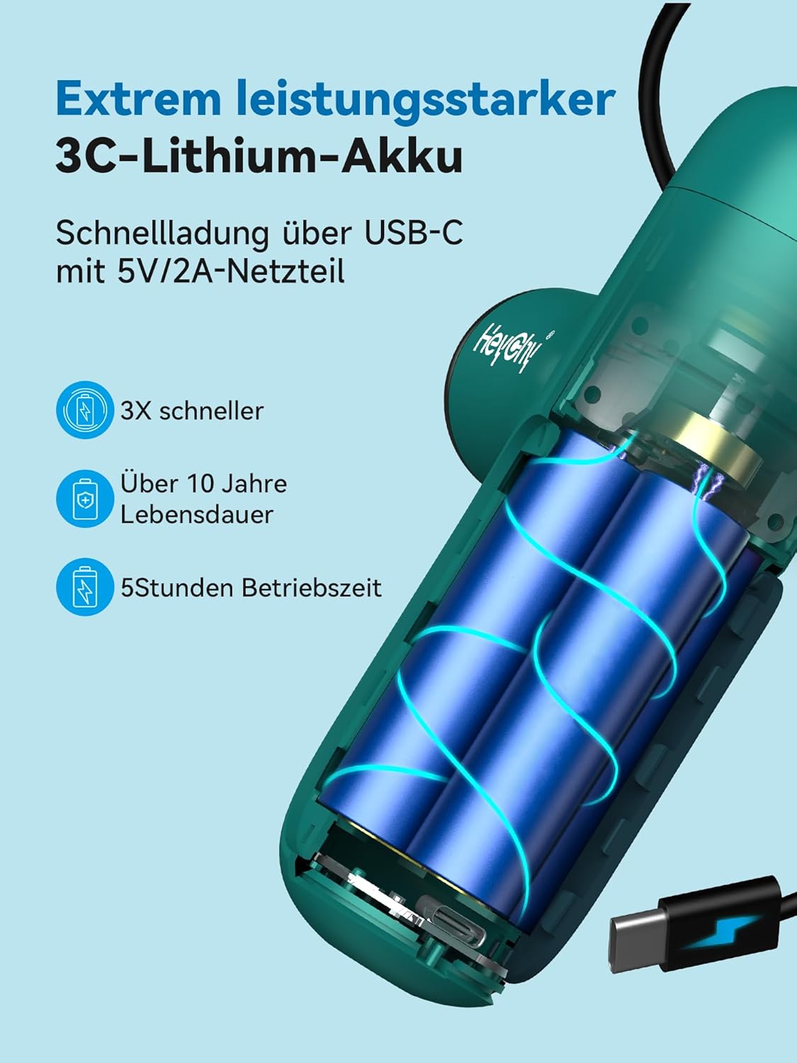 HEYCHY Mini-Massagepistole, Percussion-Tiefengewebe-Massagegerät, Reise-Massagepistole, kompaktes Sport-Massagegerät, tragbares Handmassagegerät für Büro, Zuhause und Sportler – Bild 3