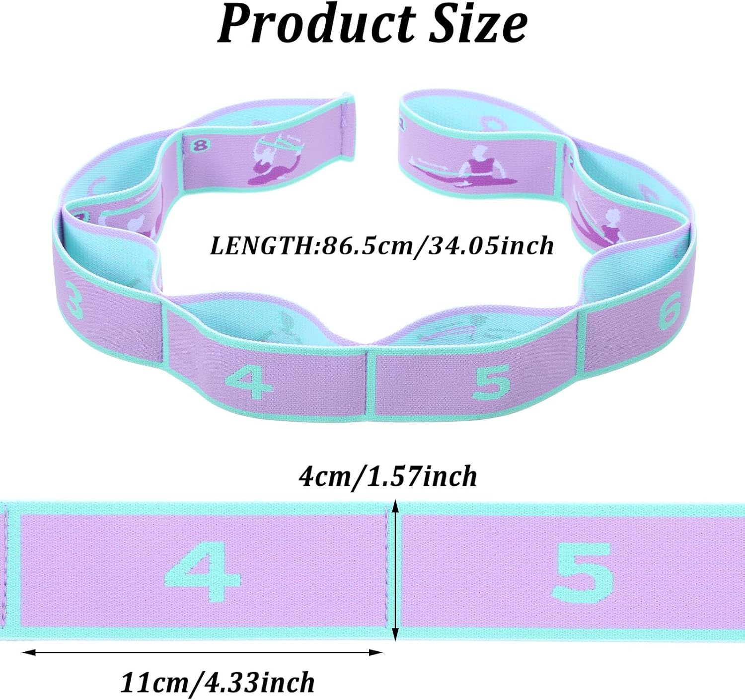 Yoga-Stretching-Band mit 8 Schlaufen, Yoga-Stretching-Gurt, Fitness-Bänder, Fitness-Stretchband mit Schlaufen, Stretch-Gurt, hochelastisches Gymnastikband, Upgrade Extend Tension Band – Bild 2