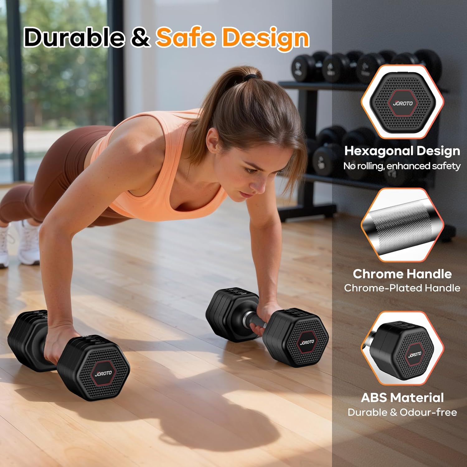 JOROTO Hanteln Set, 4-in-1 verstellbare Hanteln, 2er-Set, 2-5 kg, mit verchromtem rutschfestem Griff, geeignet für Männer und Frauen, für Krafttraining, Fitness und Heimtraining (schwarz) – Bild 4