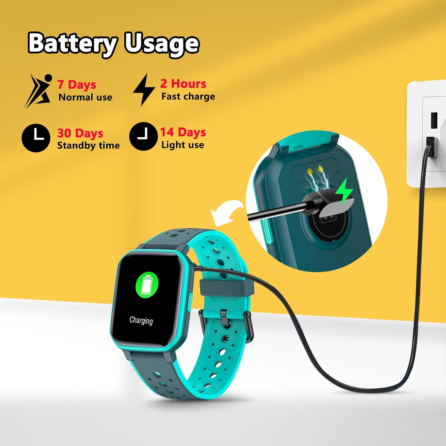 JOYELE Kinder-Smartwatch für Jungen und Mädchen, Fitness-Aktivitäts-Tracker-Uhr, IP68 wasserdicht, 19 Sportmodi, Herzfrequenz-Schlafmonitor, Schrittzähler, Kindergeschenke für Teenager – Bild 6
