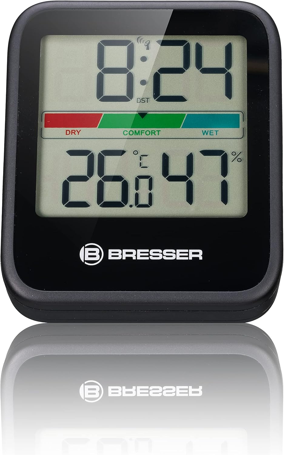 Bresser Thermometer Hygrometer Klimamonitor 3er Set zum Aufstellen oder zur Wandmontage mit farbigem Raumklimaindikator – 7,2 x 1,6 x 8 cm, Schwarz – Bild 3