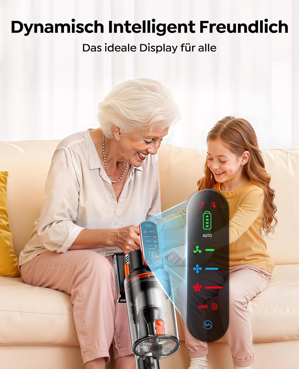 Fieety Akku-Staubsauger, 600 W/50 kPa/65 Min, kabelloser Staubsauger mit Wandladestation, Aromatherapie, Automatikmodus, flexibles Biegegelenk, 1 m Schlauch für Hartböden, Teppiche, Tierhaare, Auto – Bild 7