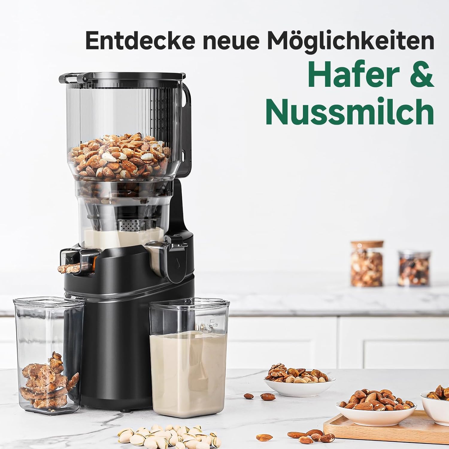 AMZCHEF 250W Automatischer All-In-One-Entsafter, 150mm Öffnung und 2L Kaltpress-Entsafter für Gemüse und Obst, Entsafter Slow Juicer Testsieger mit Dreifachfilter - Schwarz – Bild 10