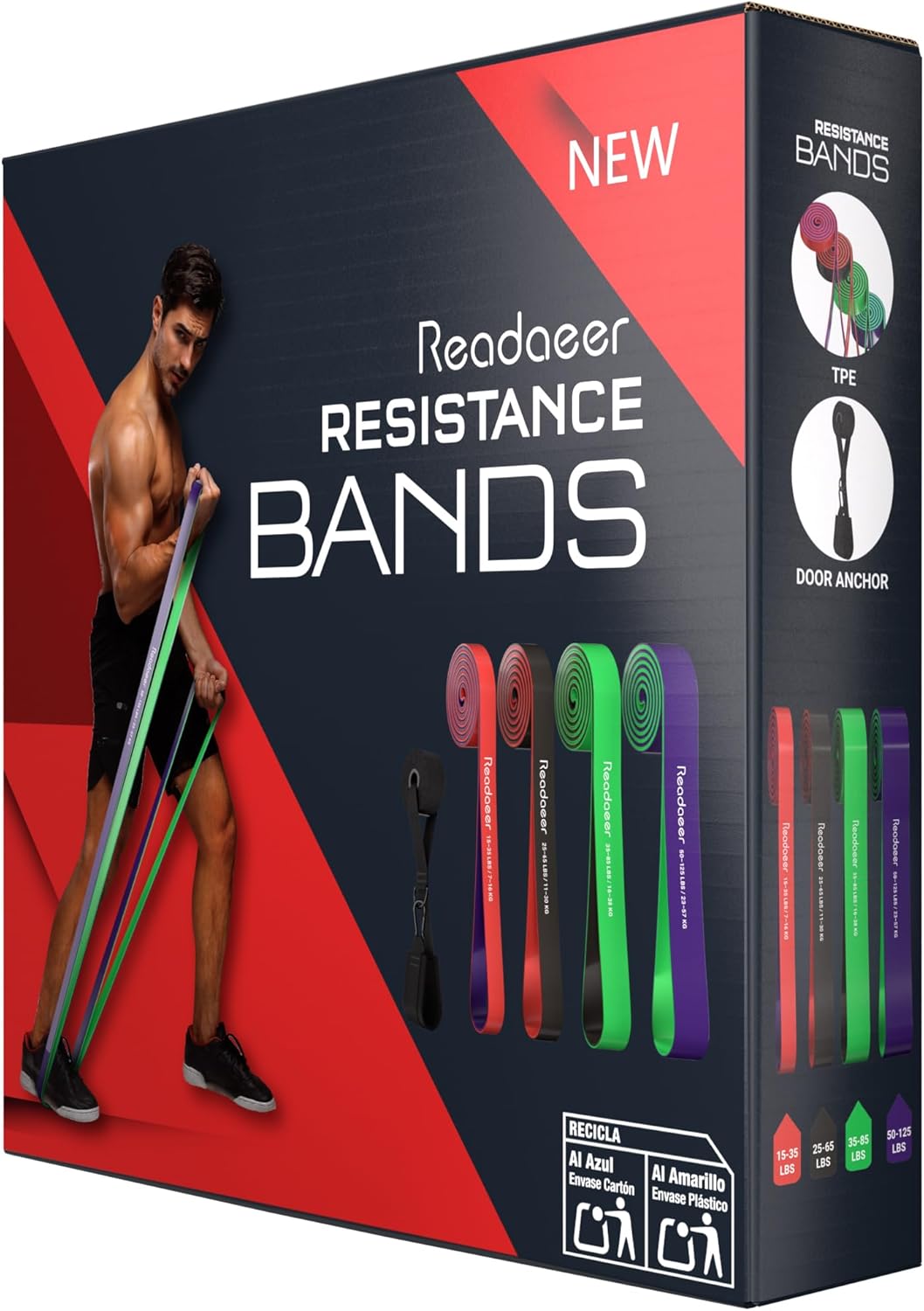 Fitnessbänder-Set mit Türanker & Aufbewahrungstasche, zweiseitig zweifarbig für Zuhause, Krafttraining, Physiotherapie, Geschenk für Männer und Frauen – Bild 8