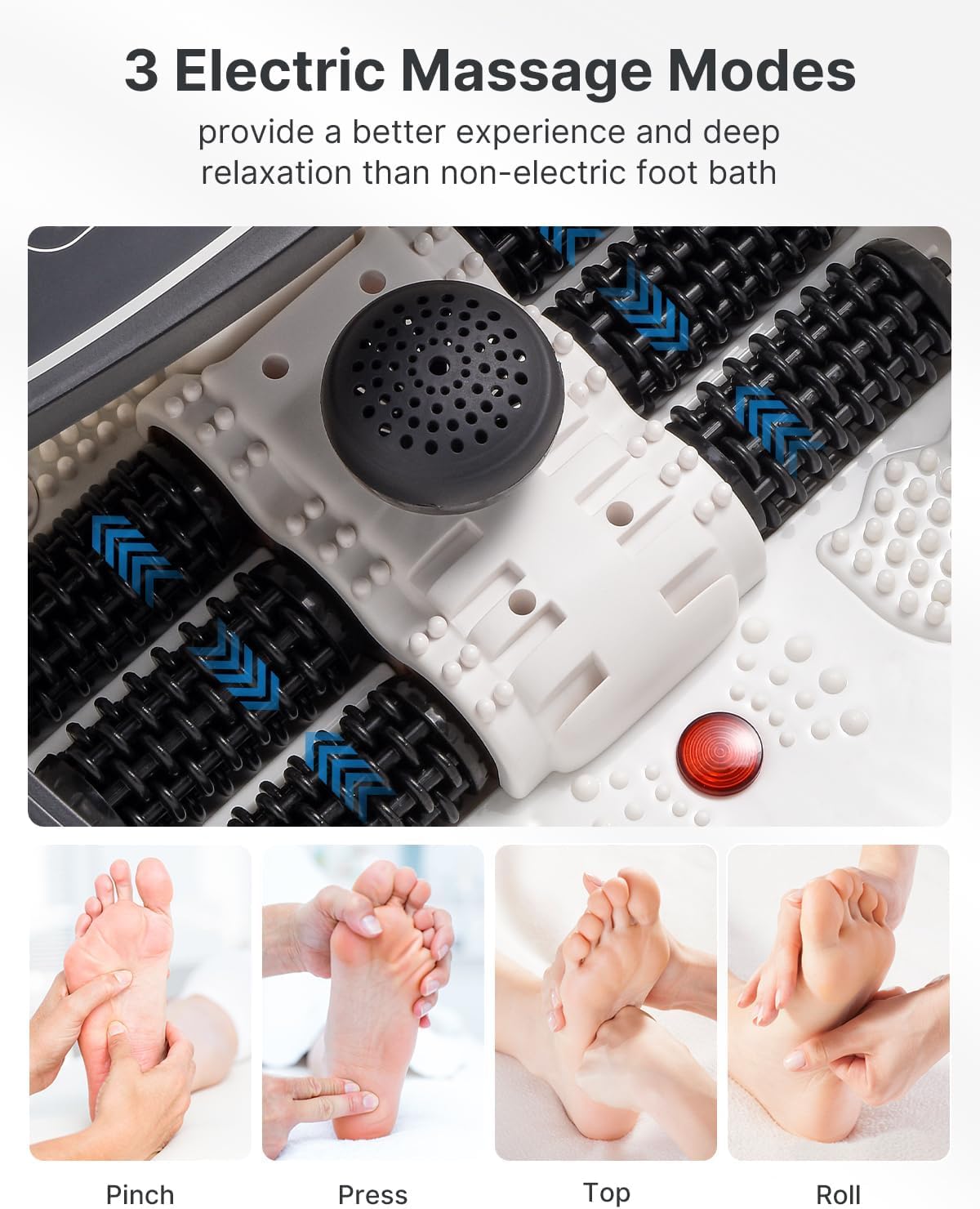 RENPHO Fußbad mit Massagefunktion, Geschenke für Männer, elektrisches Fußbad-Massagegerät mit Timer, Fußbad mit Massage mit Temperatureinstellung, Fußmassagegerät, Schwarz + Weiß – Bild 2