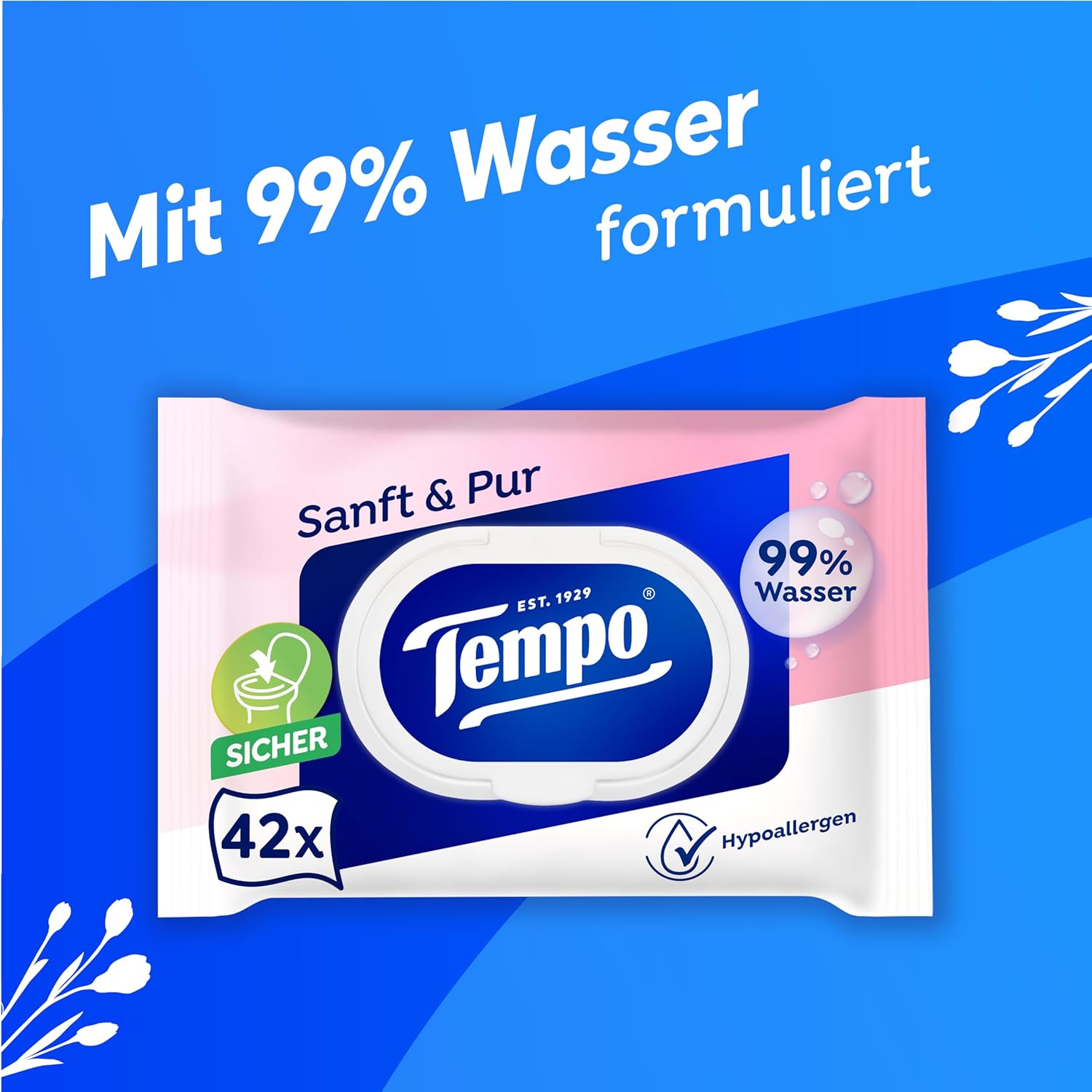 Tempo Moist Toilettenpapier weich und rein feucht, Riesenpackung, 16 Stück – Bild 5