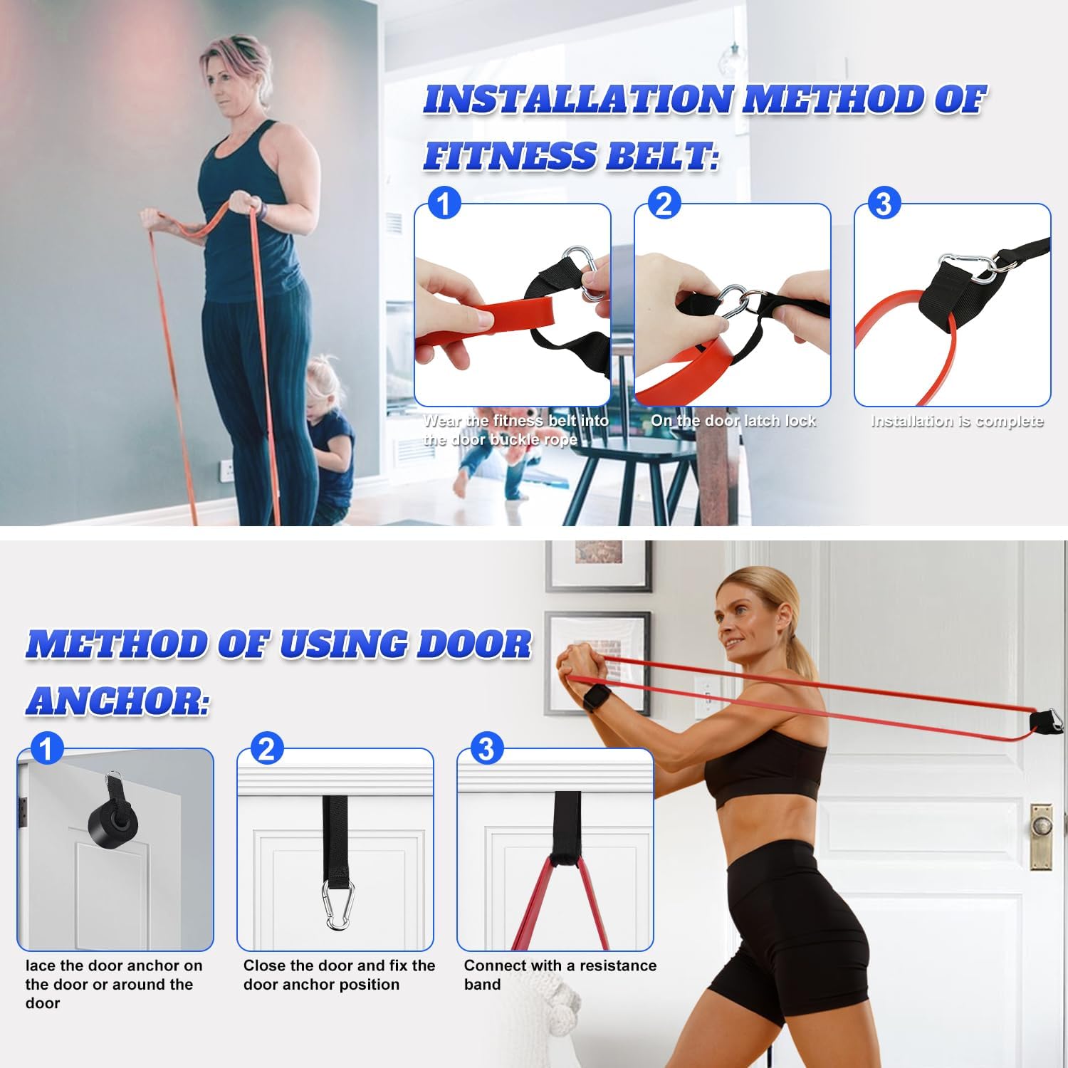 Fitnessbänder, Widerstandsbänder mit 4 Stufen, Widerstandsbänder für Männer und Frauen, Fitnessband-Set, Trainingsbänder für das Training, Klimmzughilfe – Bild 5