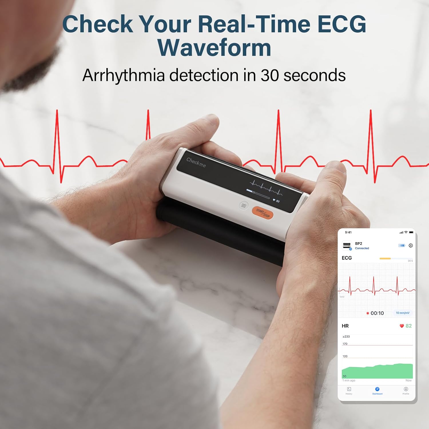 CheckMe Armfit Plus Blutdruckmessgerät Oberarm Bluetooth mit EKG, Analyse des EKG-Berichts, 30S-Messung von Blutdruck, EKG, Herzfrequenz, Multi-User-Management, Blutdruckmessgerät mit App für Android/iOS – Bild 3