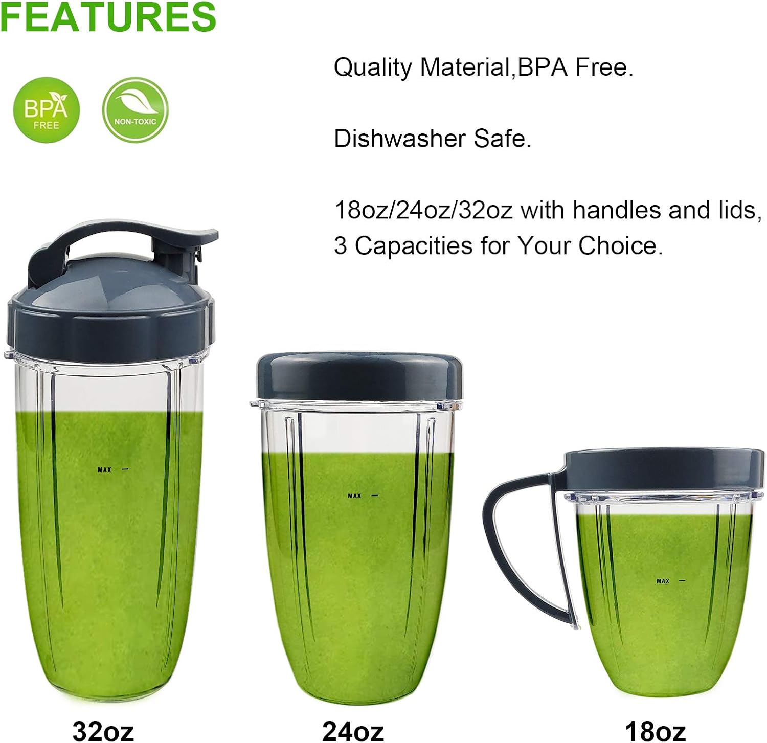 14-teilige Mixer-Ersatzteile, Absaugklinge und Becher für die NutriBullet 600w- und 900w-Serie, einschließlich Stoßdämpfer und Getriebe (1 Messer + 3 Becher + 1 Deckel) – Bild 5