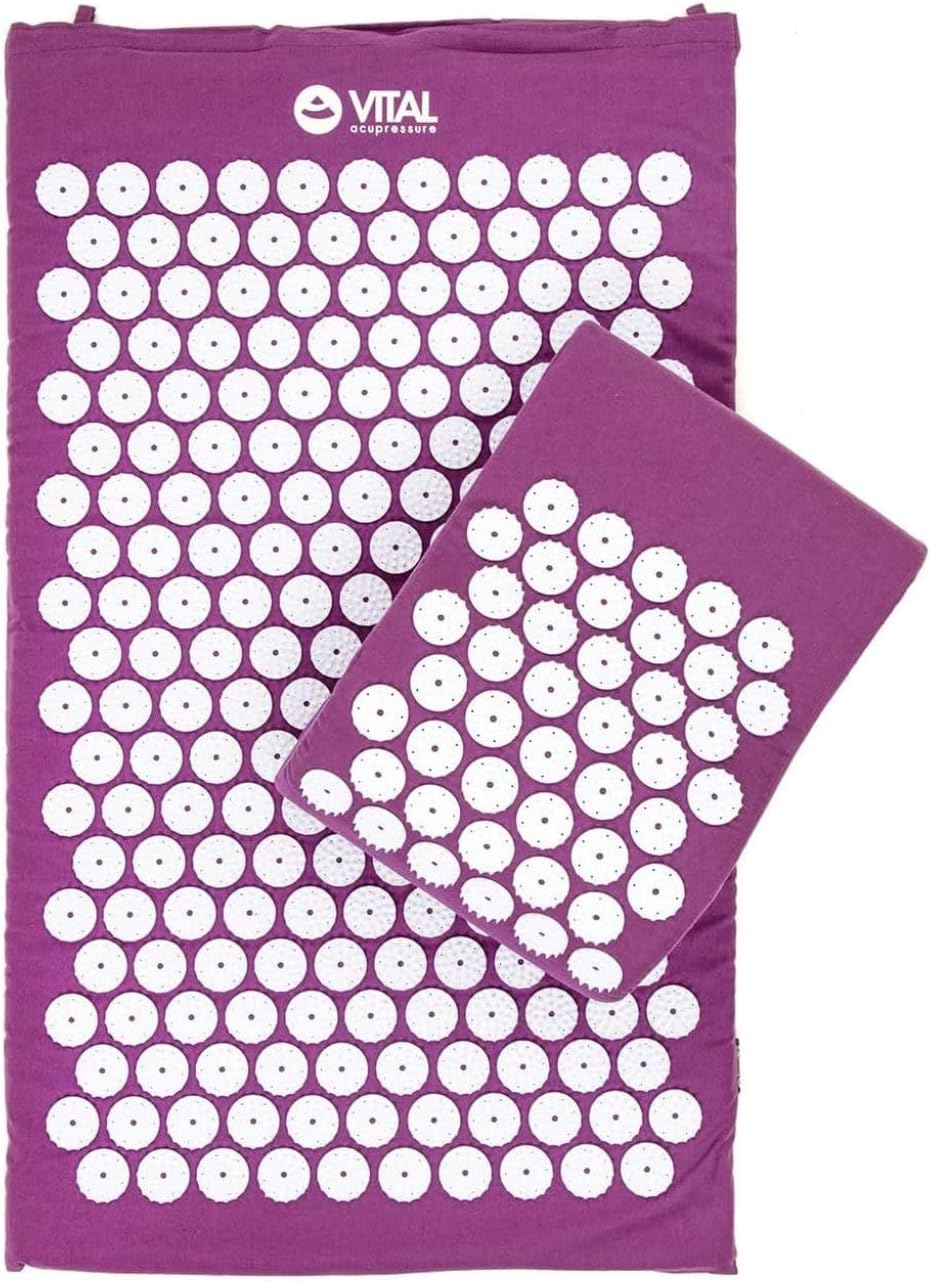 Akupressur-Set VITAL: Akupressurmatte (74 x 44 cm) und Akupressurkissen im günstigen Set, revitalisierende Rückenmatte und Nackenkissen, wohltuende Entspannungsmatte und Kissen