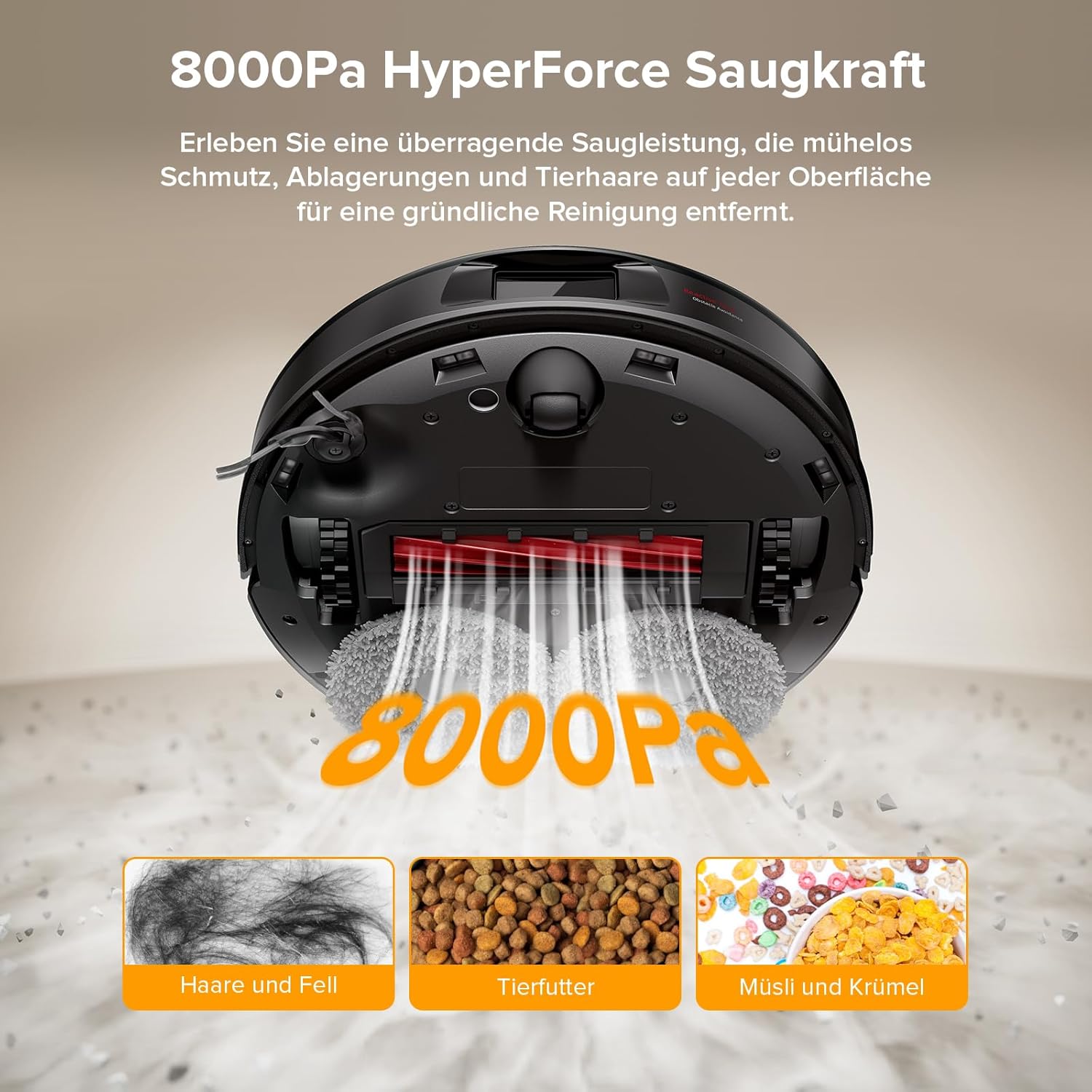 roborock Qrevo Series Roboterstaubsauger mit Wischfunktion, 8000 Pa Saugleistung (verbessert durch Qrevo S), Anti-Tangling-Seitenbürste, Hindernisvermeidung, LiDAR-Navigation, All-in-One-Dock, Schwarz (QV 35A-Set) – Bild 3