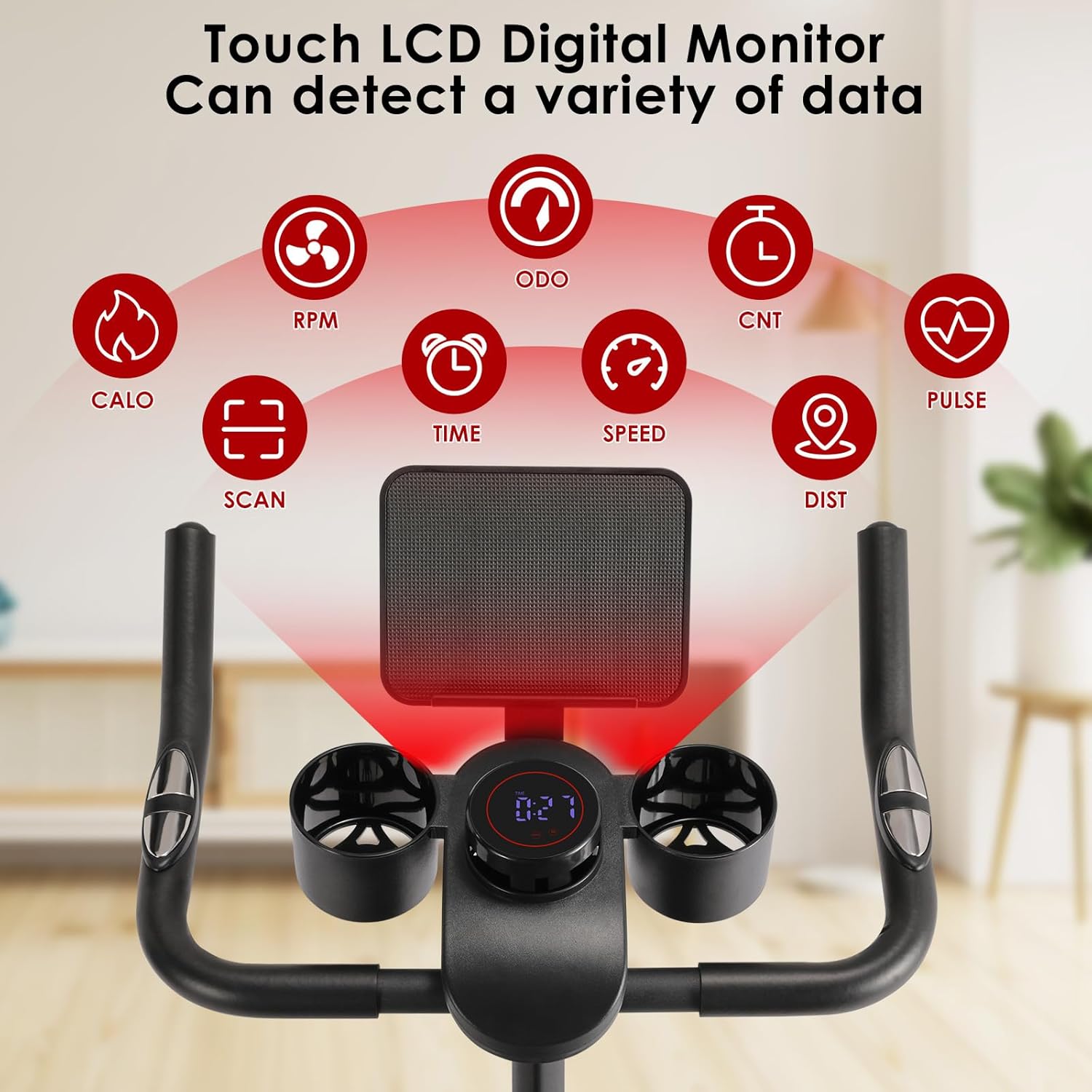 LIFERUN Heimtrainer Fahrrad Magnetwiderstand, Leise Spinning Bike Indoor mit Pulsmessung, LCD-Monitor, einstellbare Sitze, Tablet-Halterung, Stationäres Bike Hometrainer für Kardiotraining Zuhause – Bild 5