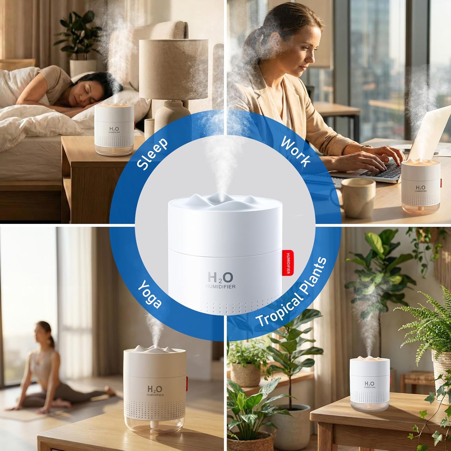 Tragbarer 500-ml-Mini-Ultraschall-Luftbefeuchter + 2 Filter für Schlafzimmer, ruhige Räume, Zuhause, Yoga, Büro, bis zu 10–16 Stunden Dauerbetrieb, automatische Abschaltung – Bild 7