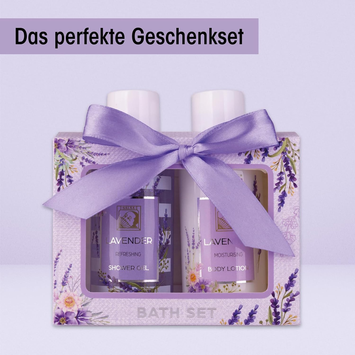 Accentra – Duschset Damen Geschenkset Lavendel in schöner Geschenkbox – 2-teiliges Pflegeset mit Duschgel und Bodylotion – Wellness-Geschenkset zum Geburtstag, Valentinstag, Muttertag und Geburtstag – Bild 2
