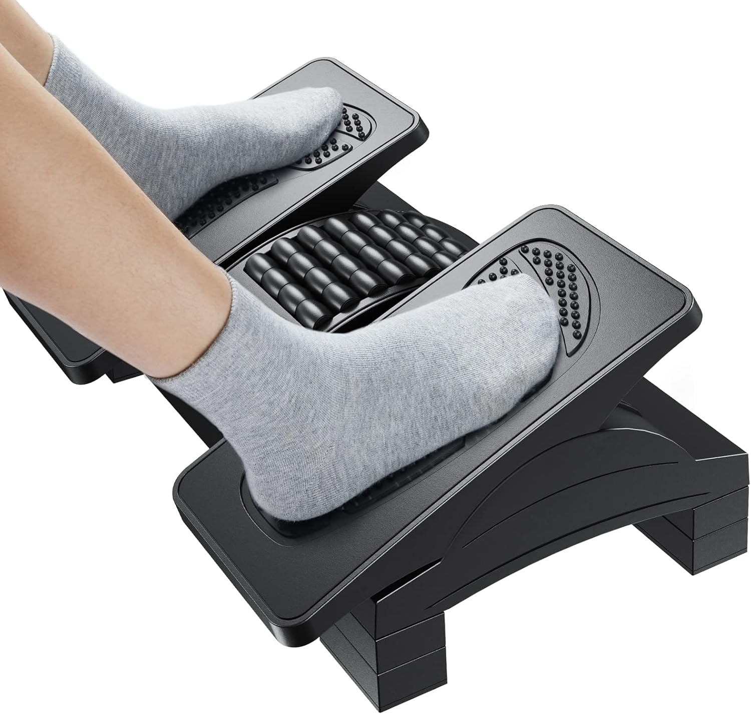 HUANUO Fußstützen-Schreibtisch, verstellbare ergonomische Fußstütze mit Massagestruktur und Rolle, für unter dem Schreibtisch bei der Arbeit oder als Fußhocker zum Spielen im Büro