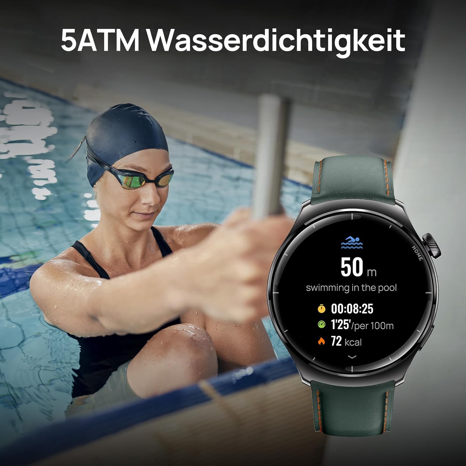 Mibro Lite3 Pro Smartwatch GPS Herren Damen rund 45 mm, AMOLED 1,32 Zoll Fitness-Tracker, 5ATM wasserdicht, Herzfrequenz Schlaf SpO2 VO2 Max, Bluetooth-Anrufe, 15 Tage lange Akkulaufzeit (Dunkelgrün) – Bild 8