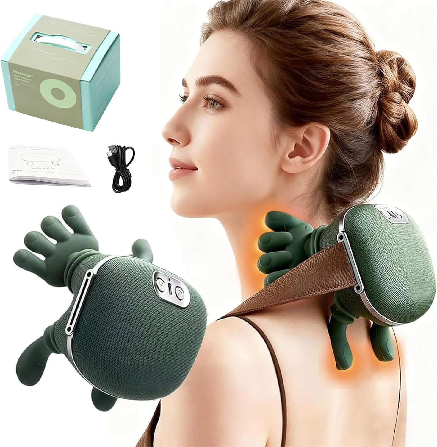 Massagegerät, 4D Bionic Hand-Nackenmassagegerät, elektrisches Shiatsu-Massagegerät mit Wärme, 3 Modi und 2 Wärmeeinstellungen, Tiefenmassage für Nacken und Schultern, lindert Muskelverspannungen und Müdigkeit – Bild 9