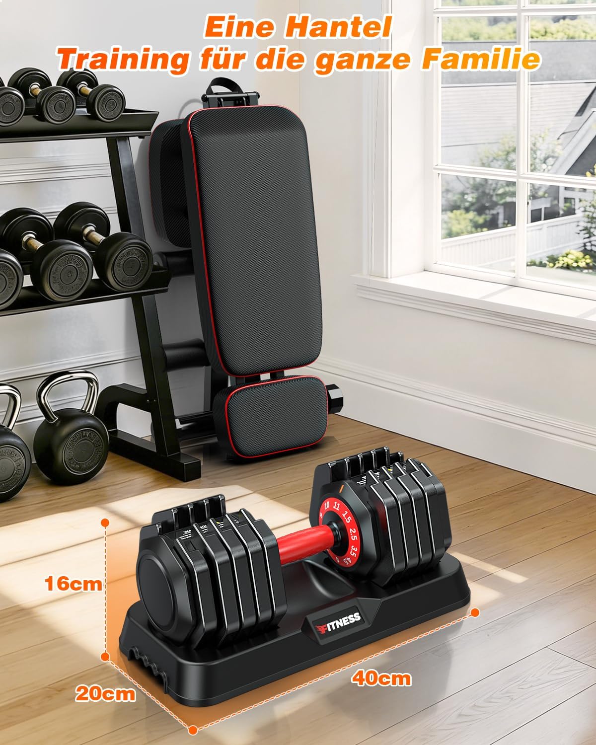 Rendpas verstellbares Hantelset | 5 & 10 Gewichtsstufen | 2–24,5 kg verstellbare Hanteln | Platzsparend für das Heim-Fitnessstudio – Bild 7