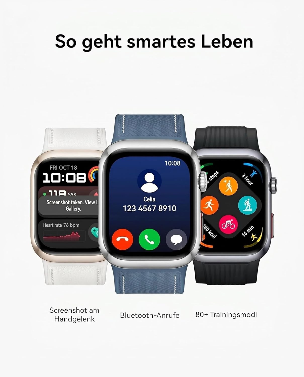 HUAWEI Watch D2 Smartwatch, 1,82 Zoll AMOLED-Display, ambulantes Blutdruckmessgerät, schlankes Design, EKG, Smart Lifestyle-Funktionen, Gesundheits-Community, kompatibel mit iOS & Android, Schwarz – Bild 7