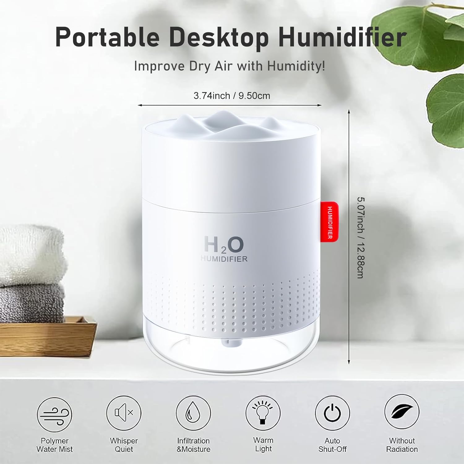 Tragbarer 500-ml-Mini-Ultraschall-Luftbefeuchter + 2 Filter für Schlafzimmer, ruhige Räume, Zuhause, Yoga, Büro, bis zu 10–16 Stunden Dauerbetrieb, automatische Abschaltung – Bild 8