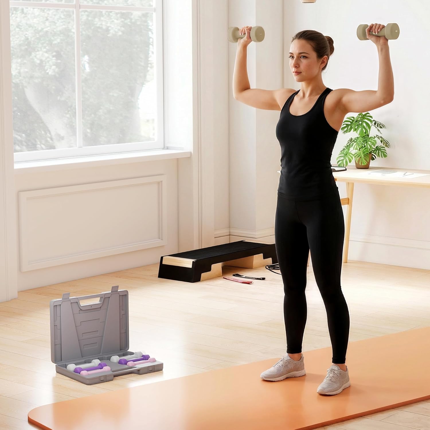 HOMCOM Hantelset 4 Paar 0,5kg-10kg Hanteln mit Koffer, Hantel-Set aus Gusseisen, Hexagon Hanteln Set, Kurzhanteln für Männer Frauen, Hanteln für Fitnessstudio, Krafttraining – Bild 9