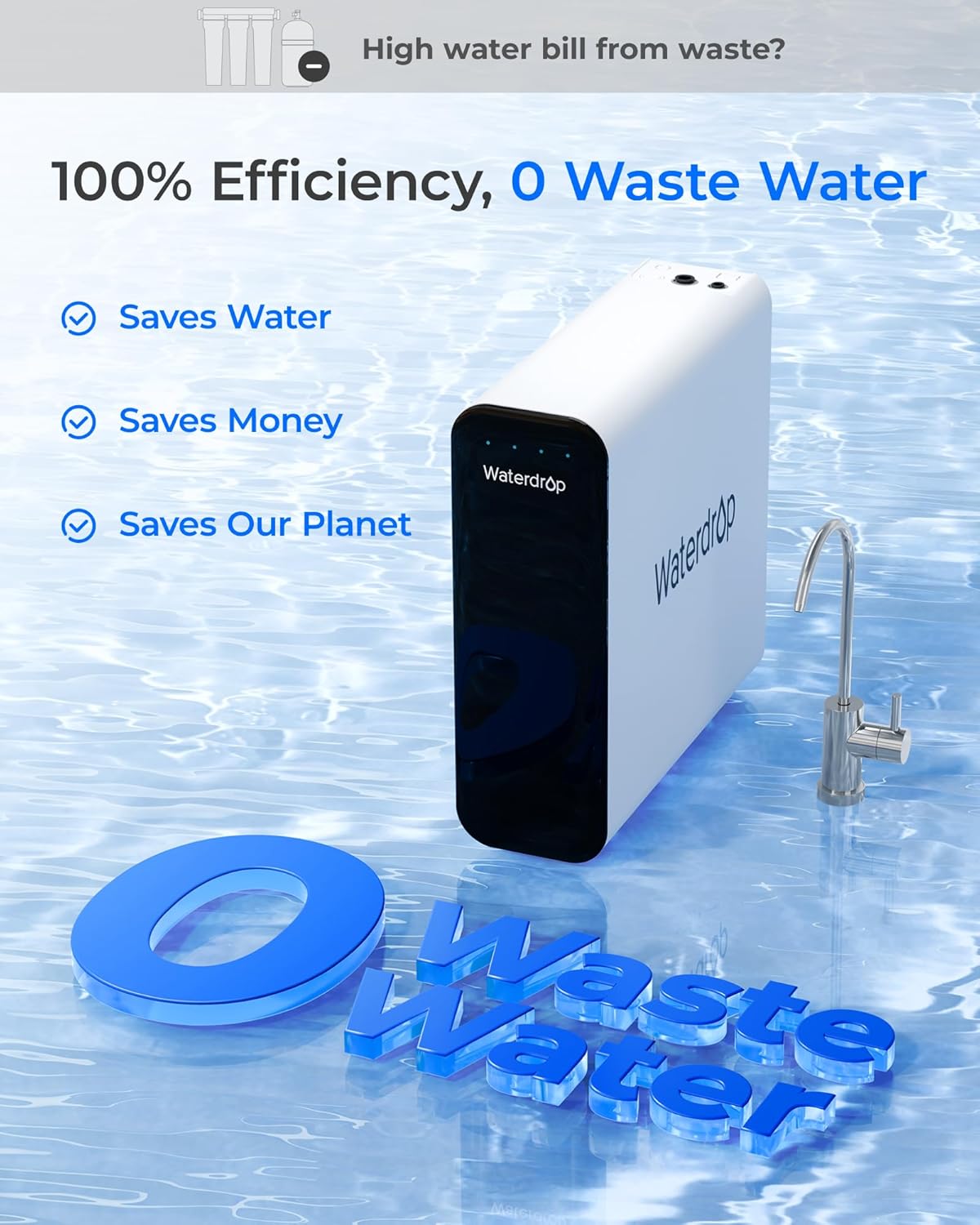 Waterdrop TSU-W Ultra Filtration Untertisch-Wasserfiltersystem, 3-stufig, 0,01 Mikrometer, Trinkwasserfiltersystem mit speziellem Wasserhahn aus gebürstetem Nickel, USA Tech, 2 Jahre Lebensdauer – Bild 8