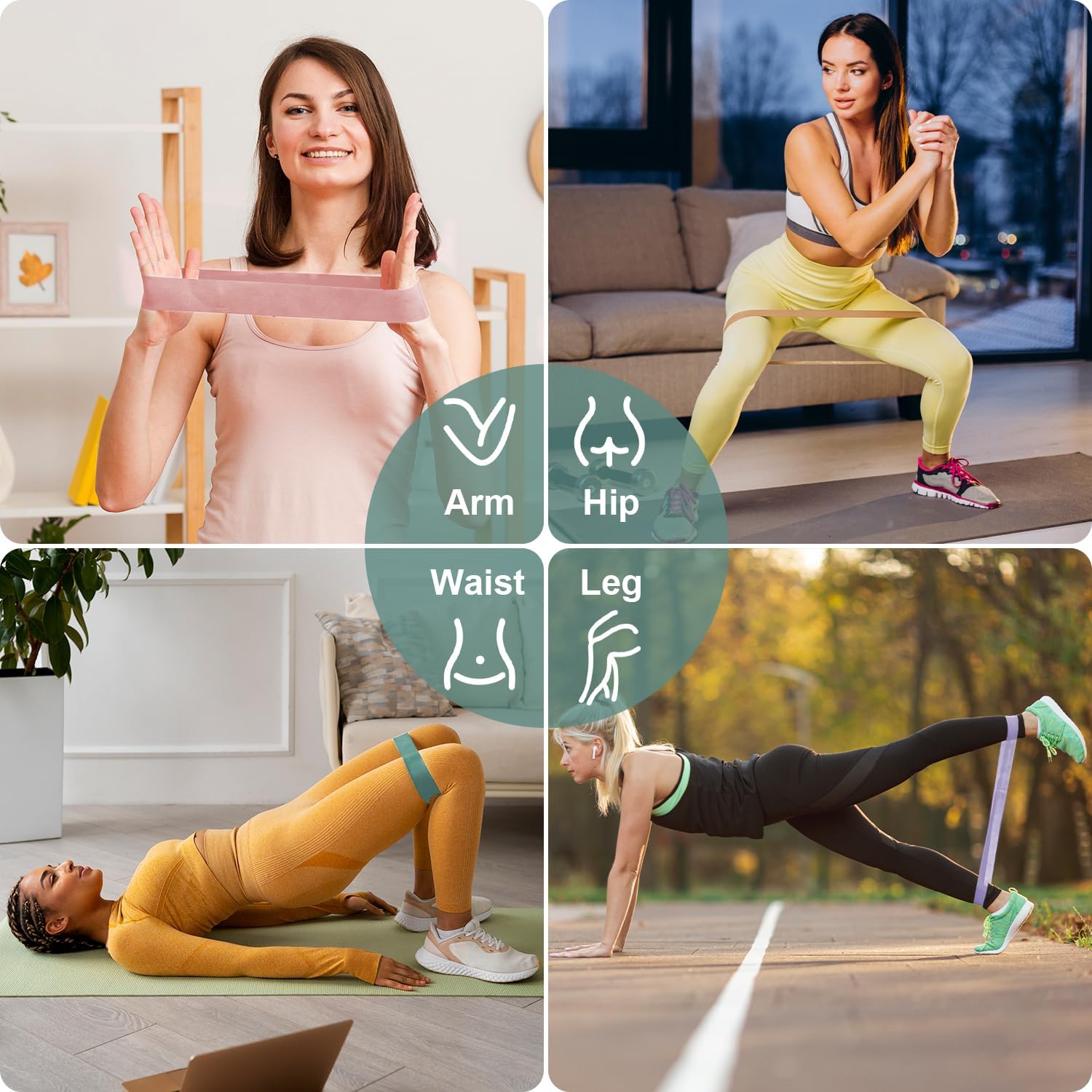 Fitnessbänder 5er Set, Potok Widerstandsbänder in 5 Stärken, Fitnessband aus Naturlatex, Gymnastikband, Widerstandsbänder mit Tragetasche für Muskelaufbau, Pilates, Yoga – Bild 5