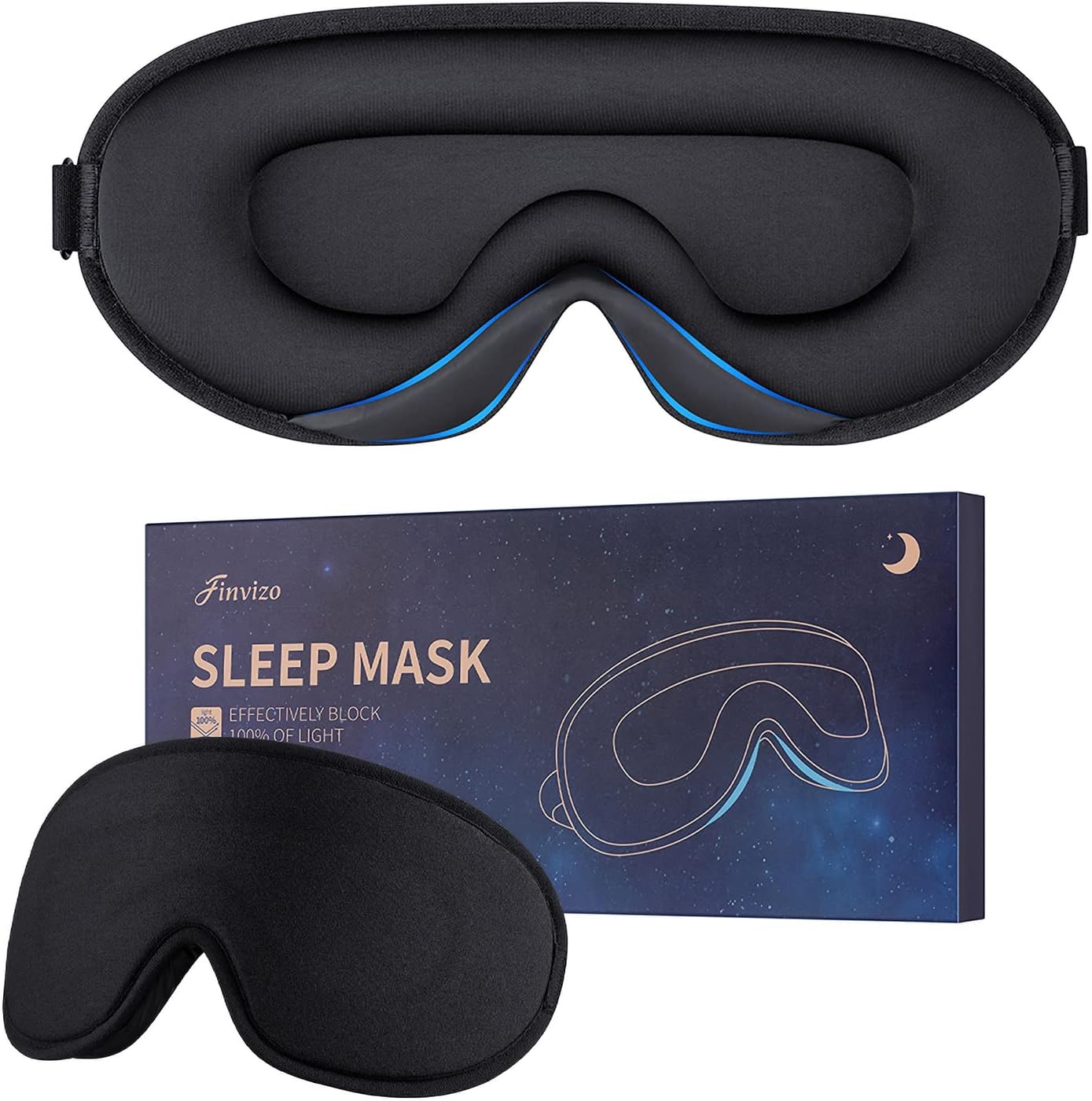 Schlafmaske, Augenmaske für Damen und Herren, Seide, weicher Schaumstoff, bequeme Schlafmaske, Augenschutz, Augenbinde in der Nacht, blockiert das Licht für Reisen, Yoga, Nickerchen, Schwarz
