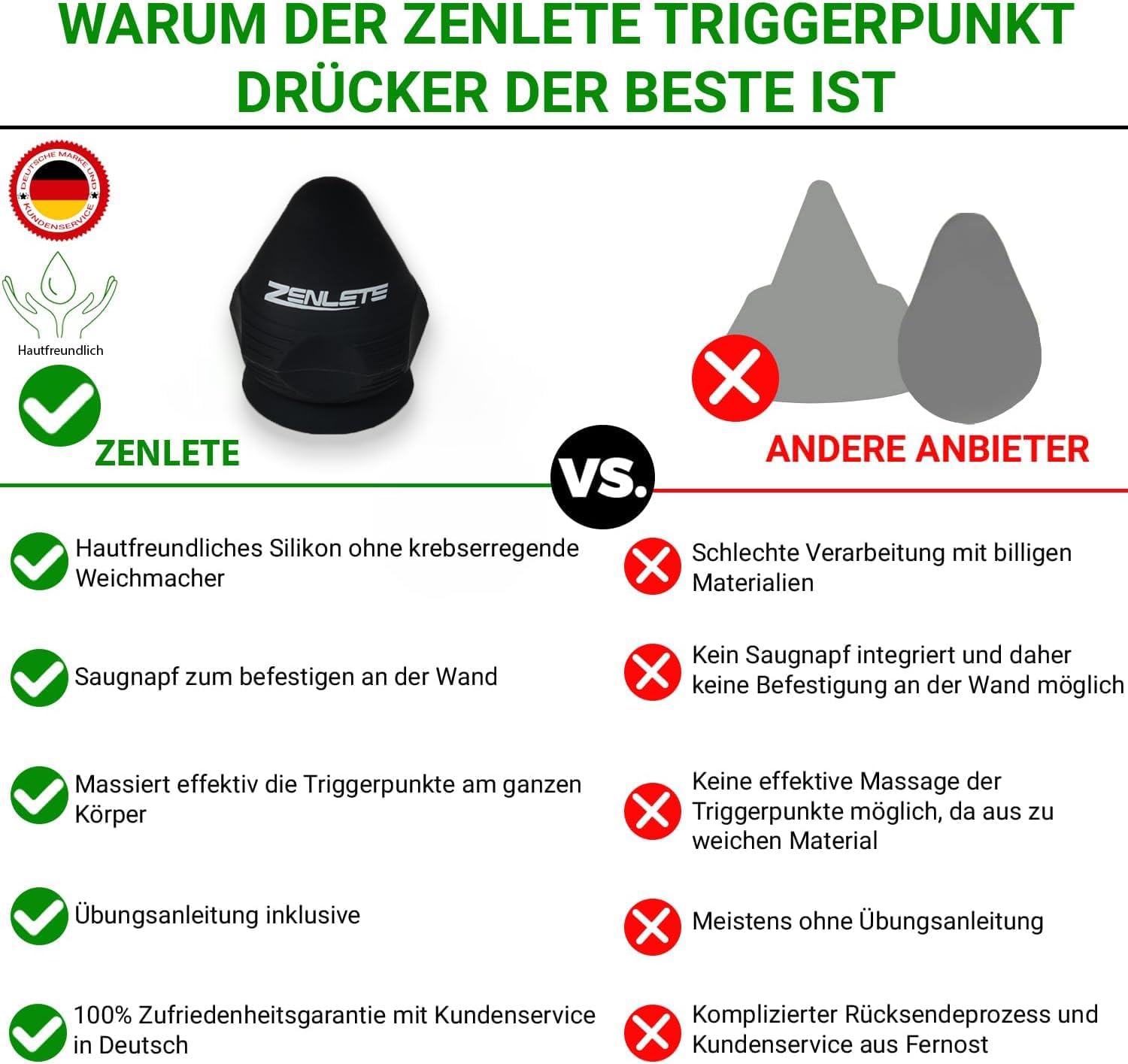 Triggerpunktschieber mit Saugnapf für Massage, Faszien, Schmerzen – Selbstmassage, Akupressur auf Boden und Wand + Übungsanleitung – Bild 2