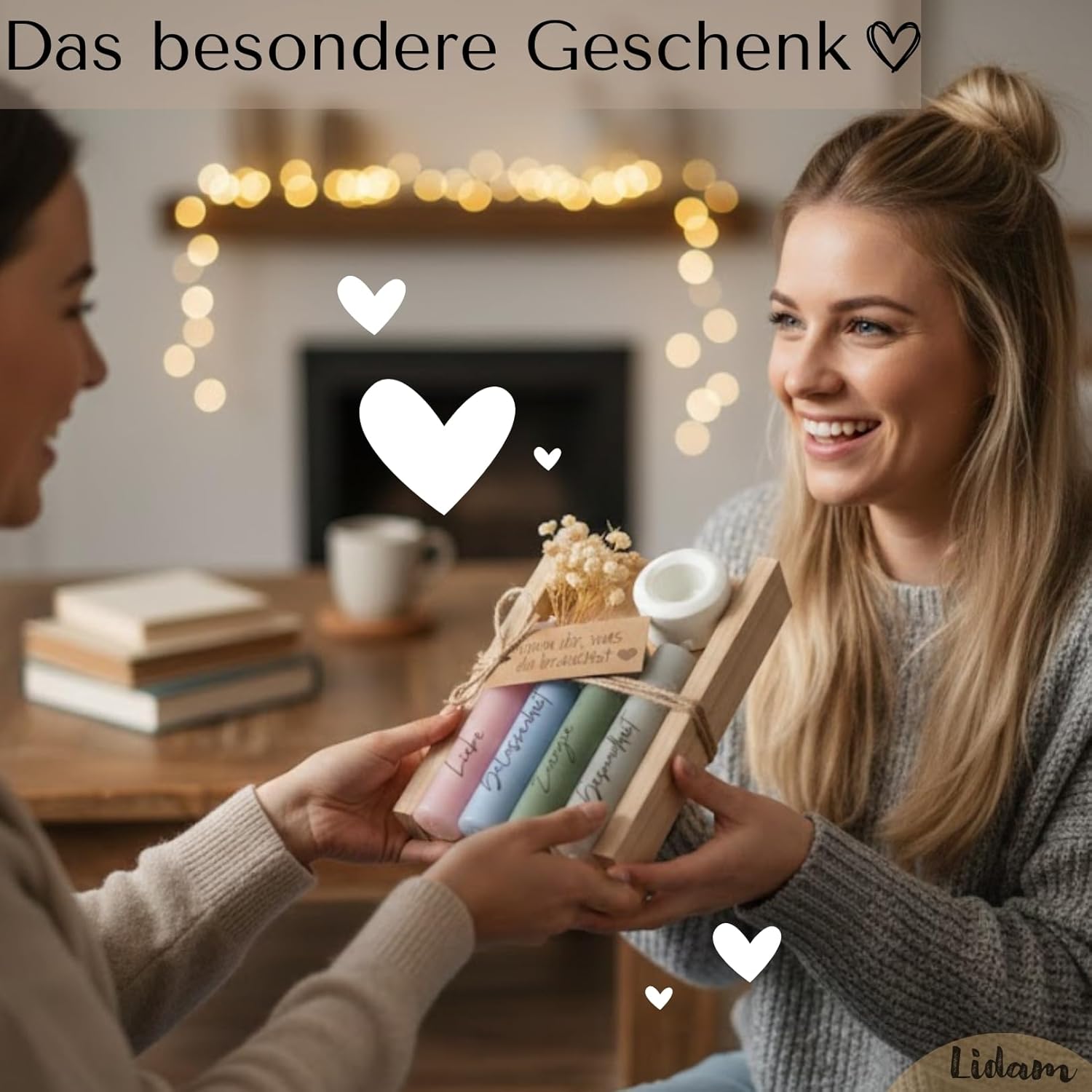 Kerzen-Geschenkset | Nehmen Sie, was Sie brauchen | Kerzenhalter & Trockenblumen – Stilvolle Geschenke für Frauen, Freundin, Geschenke für Mama, Lieblingsmensch, Geschenkset Frauen – Bild 6
