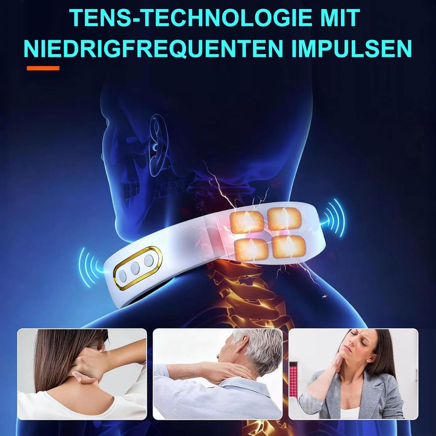 Massagegerät, 4D Bionische Hand Nackenmassagegerät, Elektrisches Shiatsu Massagegerät mit Wärme 3 Modi & 2 Heizstufen, Tiefenmassage für Nacken & Schultern (Weiß) – Bild 6