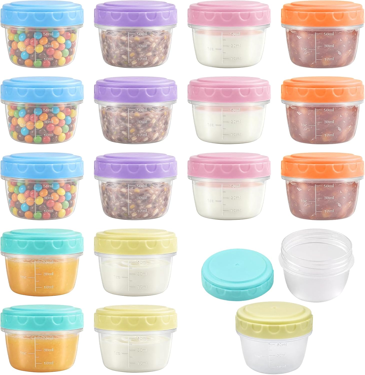 NONETO 18 Stück Gefrierdosen Set BPA-frei, 80ml Auslaufsichere Frischhaltedosen mit Deckel, Stapelbare Vorratsdosen für Kühlschrank & Gefrierfach,Mikrowellen-&Spülmaschinengeeignet,Meal Prep Behälter