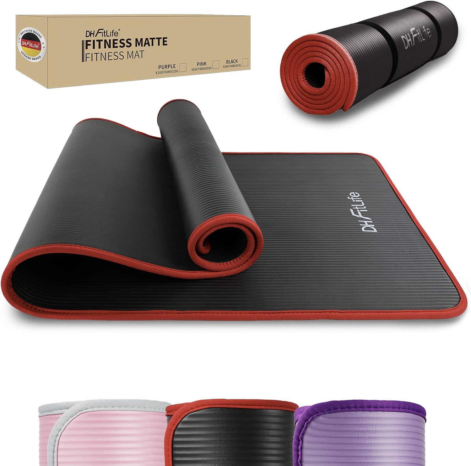 DH FitLife Trainingsmatte, Fitnessmatte, Sportmatte, 183 x 61 x 1 cm, Gymnastikmatte, extra reißfest, Yogamatte, rutschfest und dick, Trainingsmatte