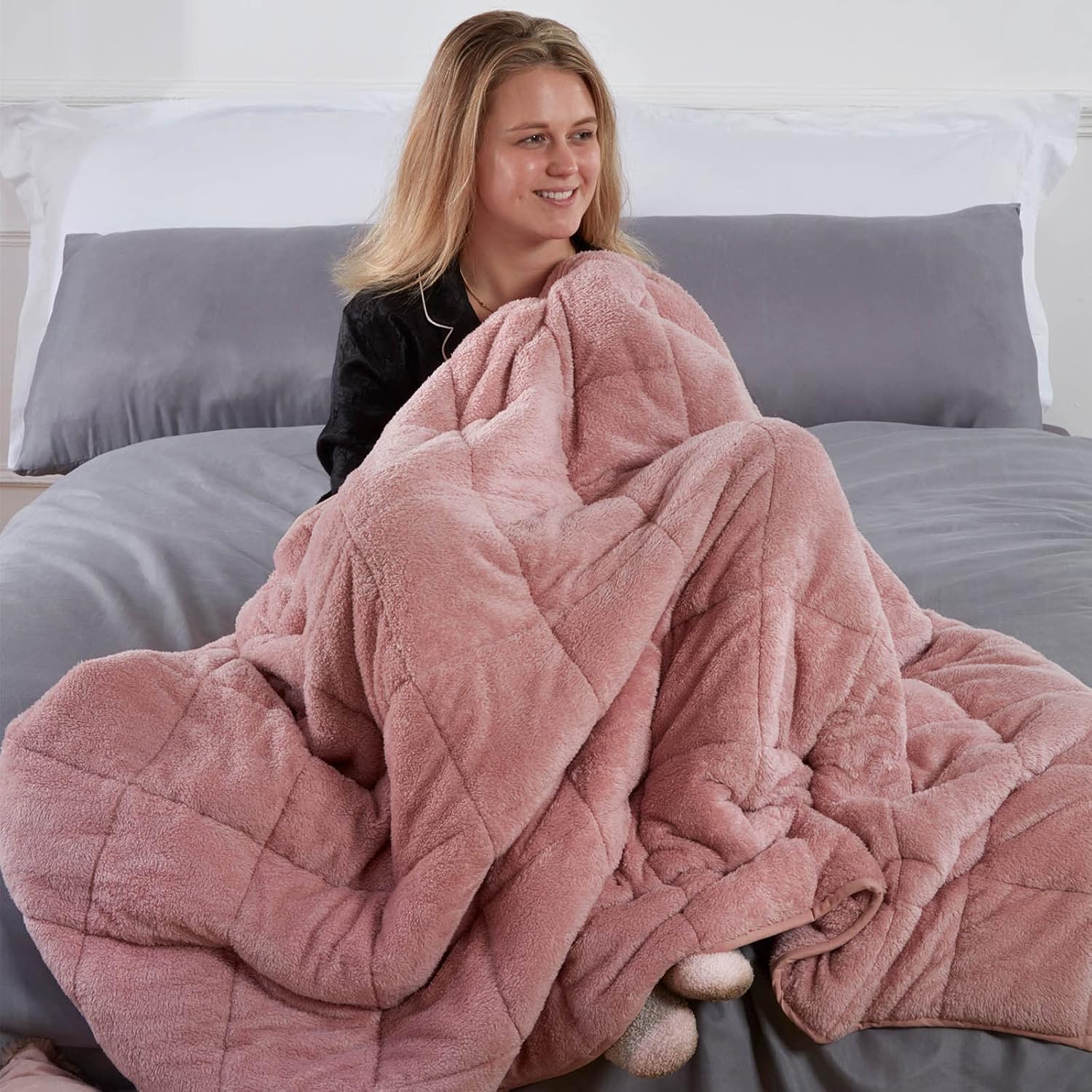Brentfords Beschwerungsdecke, Gewichtsdecke 4 kg Teddy Rosa 125 x 150 cm Gewichtsdecke Rosa (Haftungsausschluss: Nur für Kinder ab 3 Jahren geeignet) – Bild 2