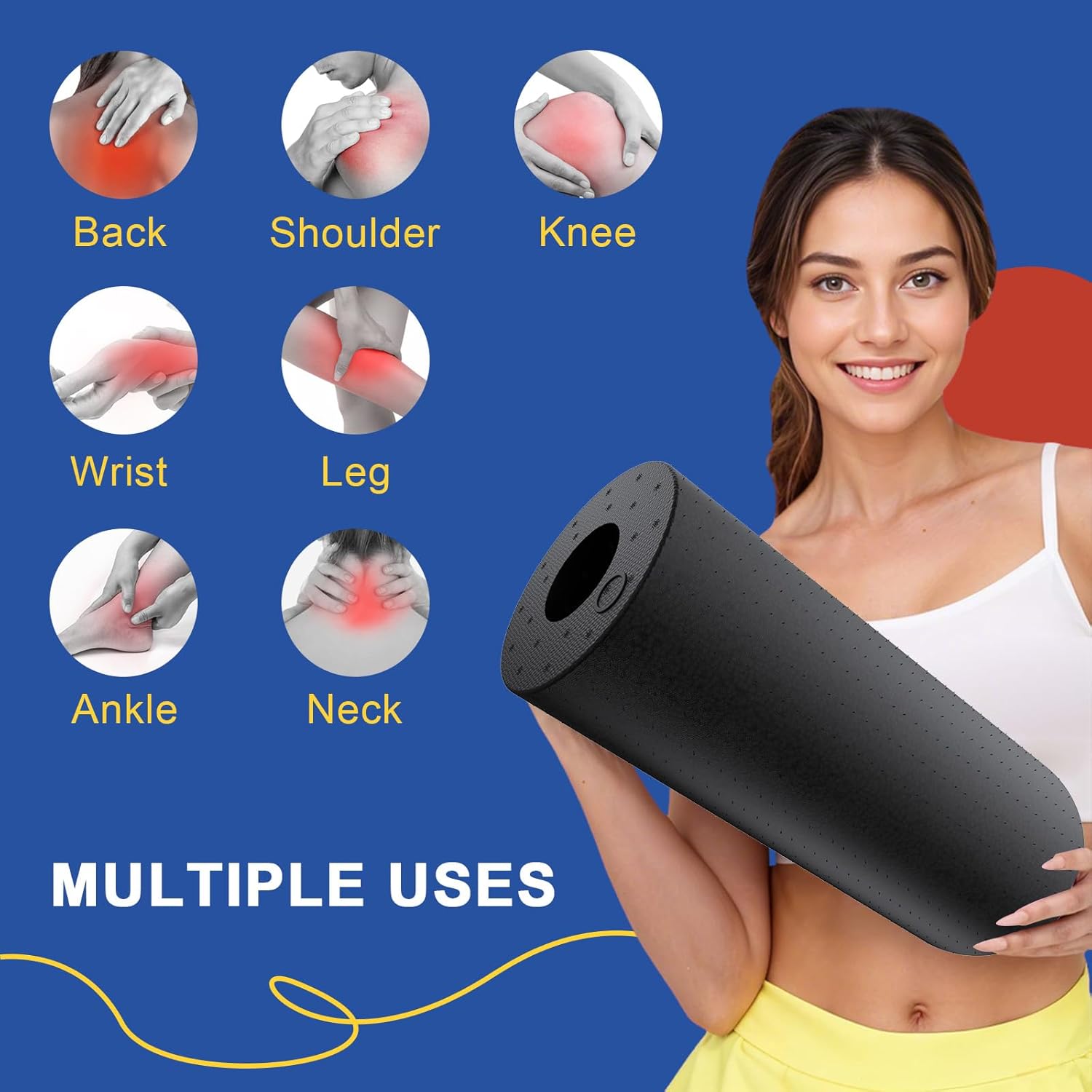 SURFOU Faszienrolle Wirbelsäule Rücken 29 x 15 cm, Massage-Schaumstoffrolle, nur 130 g, ultraleicht, für tiefes Gewebe, Muskelentspannung & Erholung, ideal für Fitness & Yoga zu Hause – Bild 6