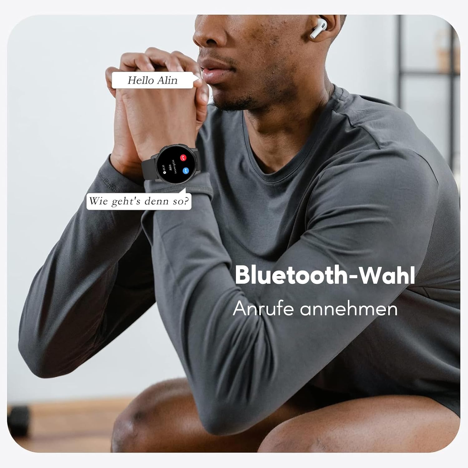 Smartwatch Damen Herren 1,38 Zoll HD-Display Smartwatch mit Bluetooth-Anrufen, Fitness-Tracker mit Herzfrequenz-SpO2-Schlafmonitor Schrittzähler IP68 wasserdichte Fitnessuhr für Android iOS Schwarz – Bild 5
