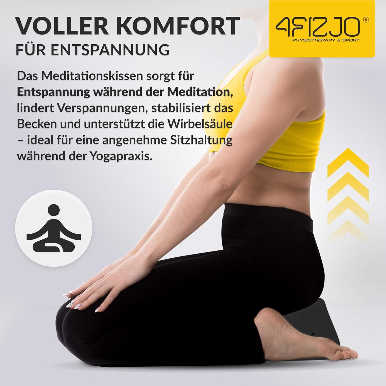 4FIZJO Rundes Meditationskissen, traditionelles Yogakissen rund mit Buchweizenschalenfüllung, Sitzkissen, Rondokissen, abnehmbarer Baumwollbezug, Maße 32 x 20 cm, pflegeleicht, schwarz – Bild 7