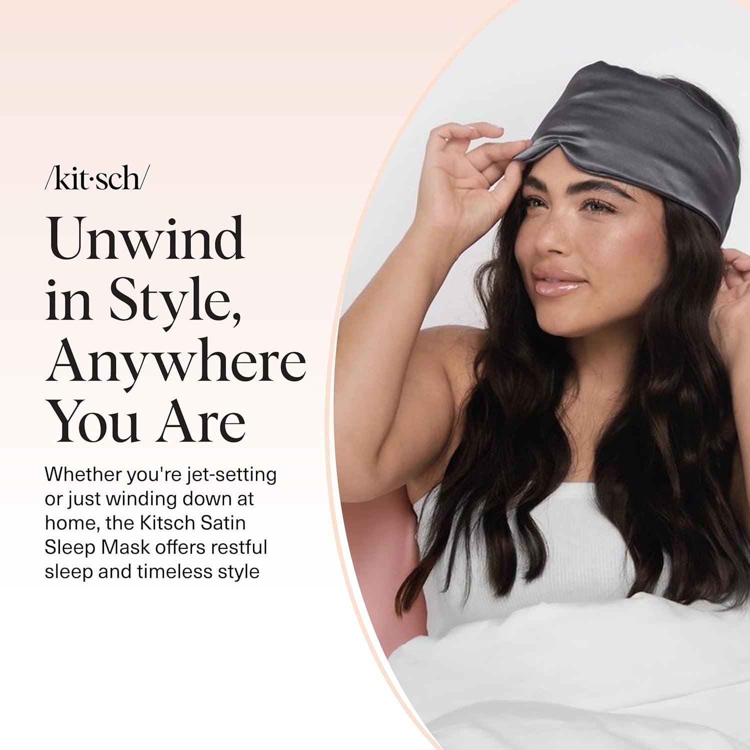 Kitsch Satin-Schlafmaske – Augenmaske zum Schlafen, weicher als Seide, Satin-Schlafmaske, Schlafmaske für Männer und Frauen, Augenpflege-Reisezubehör – Anthrazitschwarz – Bild 8