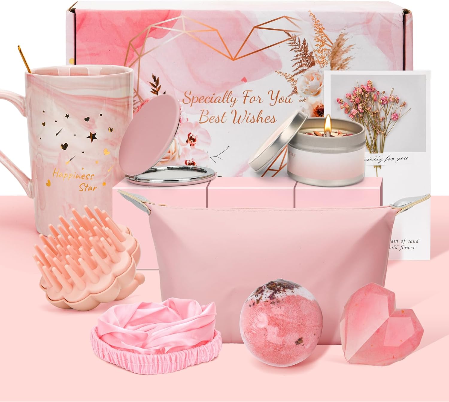 MOWETOO Geschenk für Frauen, Geburtstagsgeschenk für Damen mit Spa-Set mit Rosenduft – Geschenkset für Mutter, Schwester, Ehefrau, Freundin und Kollegen