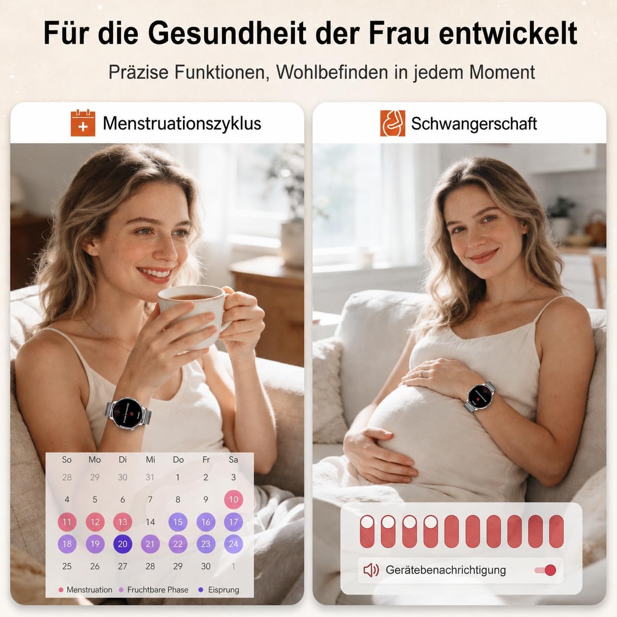 Runde Smartwatch für Damen mit Telefonfunktion, 1,27 Zoll HD-Smartwatches mit SpO2, 24-Stunden-Herzfrequenzüberwachung, Blutdruck-Schlafüberwachung, Fitness-Tracker 120+ Sportmodi, Schrittzähler für iOS Android, IP68 wasserdicht, Silber – Bild 6