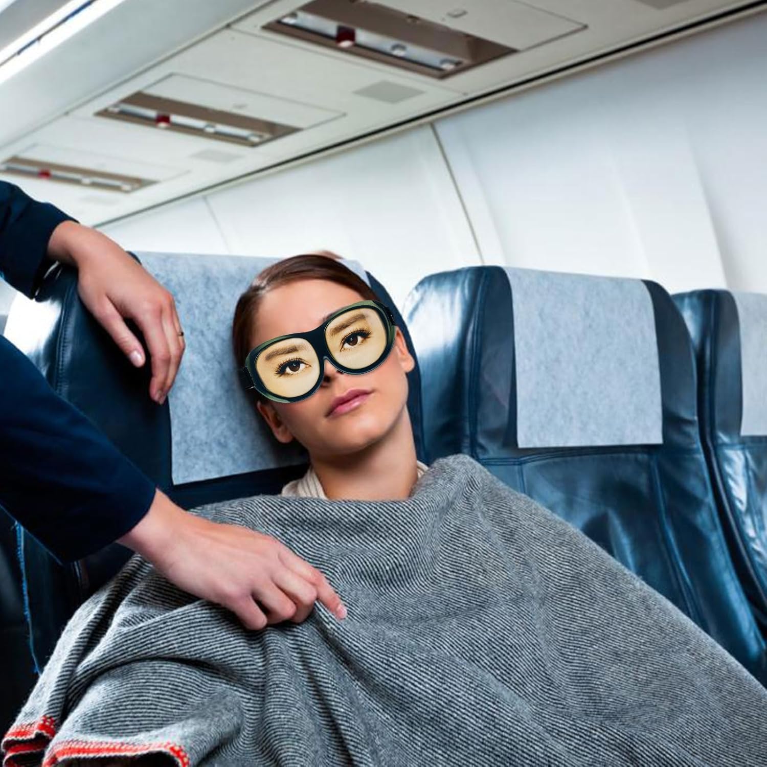 VIKSAUN 4 Stück Schlafmasken mit Augen, lustige Schlafmaske, Seide, Schlafmaske, Augenmaske, Augenschirm, Schlafmaske, bequeme lichtblockierende Augenmaske für Yoga, Reisen, blockiert Licht (4 Stück) – Bild 5
