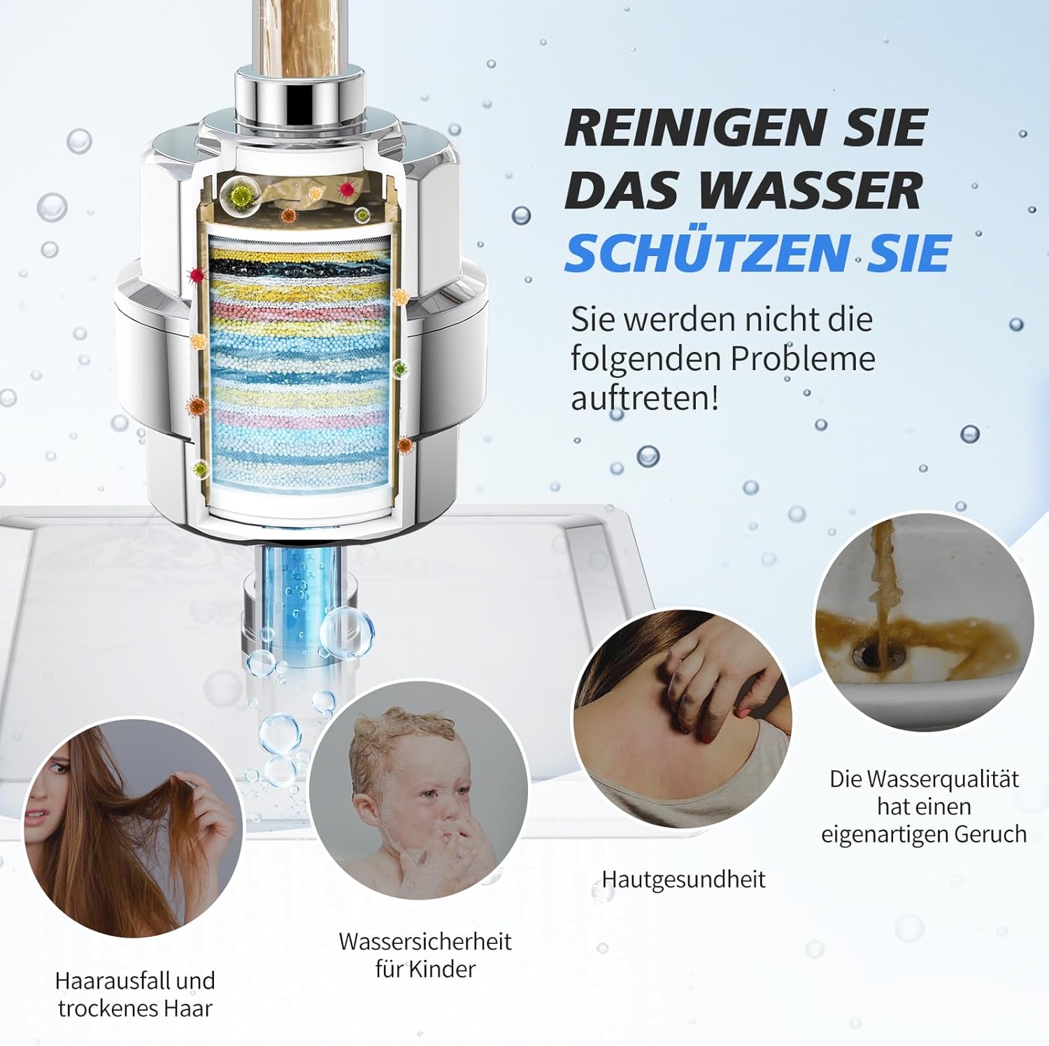 -SR Sun Rise Duschfilter & Duschfilter 20 Stufen mit 3 Filterkartuschen – Wasserfilter-Dusche gegen Kalk/Chlor/Fluorid verbessert die Haut- und Haargesundheit – Chrom – Bild 6
