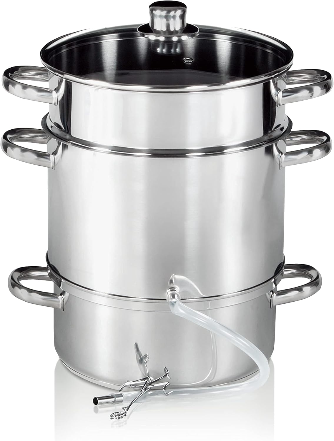 Krüger Edelstahl-Fruchtpresse 26 cm – Schonendes Entsaften von Obst und Gemüse – Nach dem Dampfentsafter-Prinzip – Gewinnung von natürlichem Fruchtsaft & Fruchtzucker