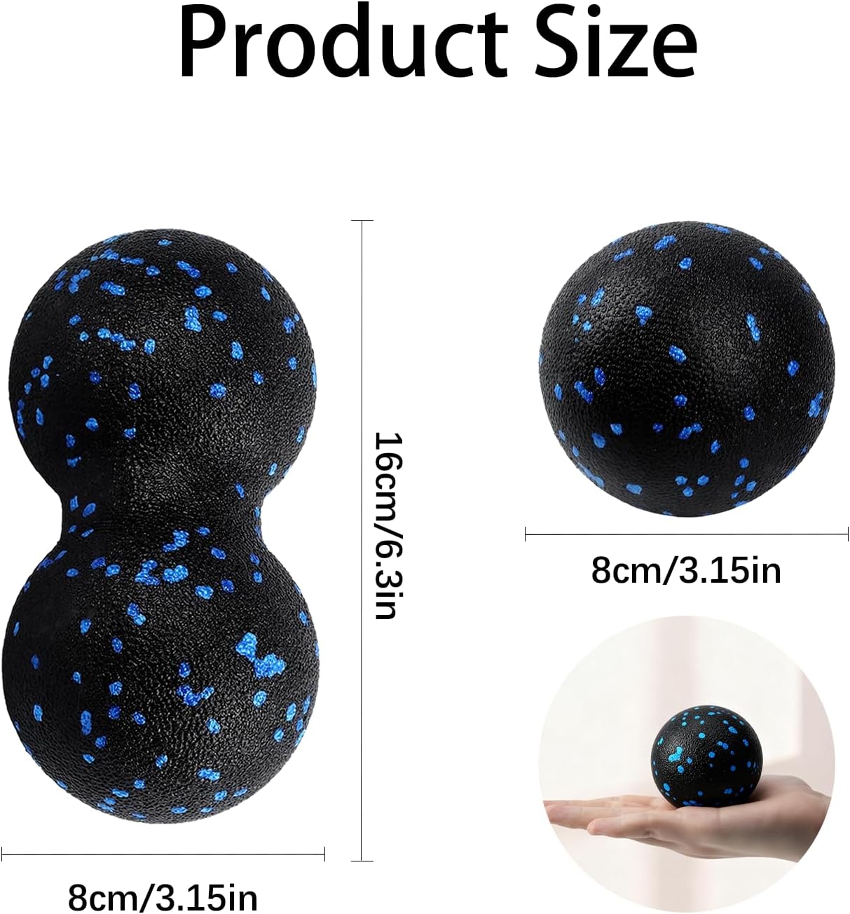 Faszienball Set, 2er Set Massagebälle, Trigger Point Release Lacrosse Ball, Faszienball für Füße, Massageball, Faszienbälle für Faszientraining, Einzelball + Doppelball – Bild 2