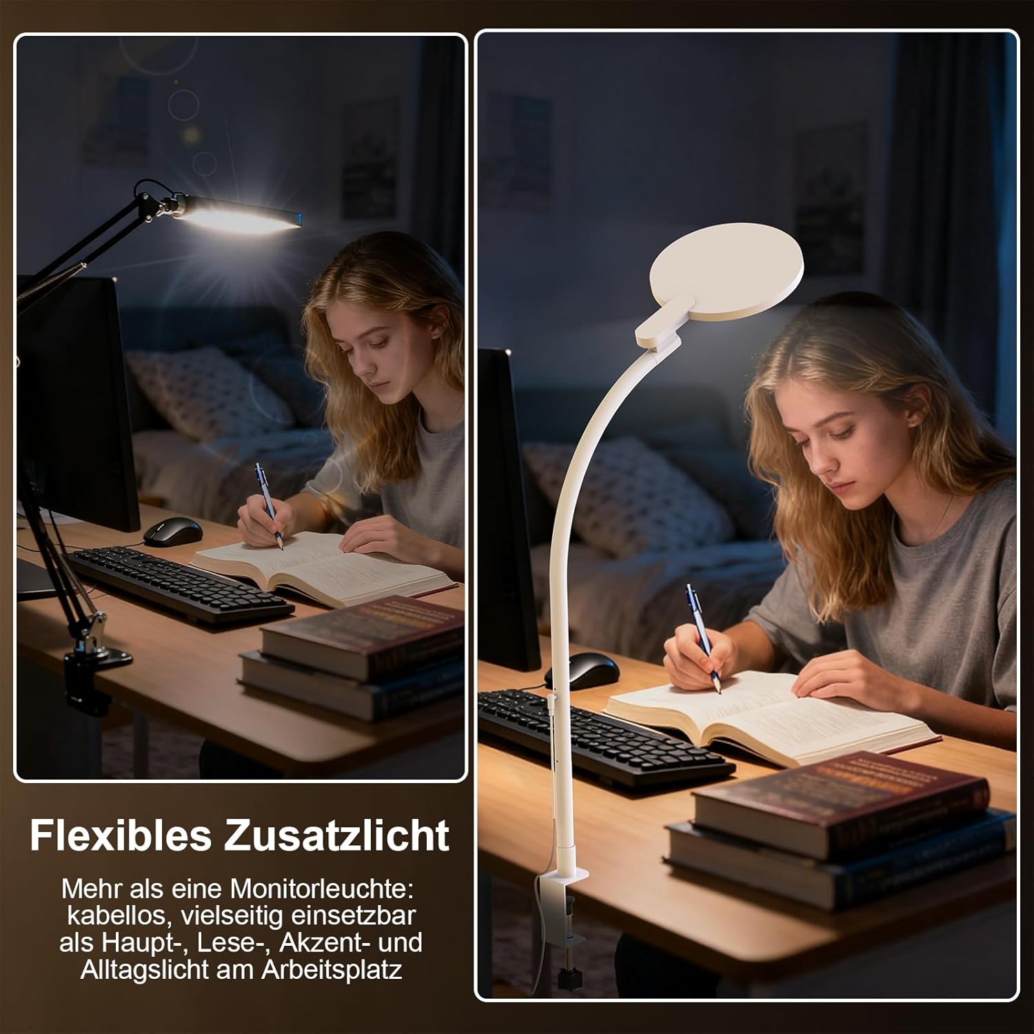 Tageslicht-Schreibtischlampe, verstellbare Schwanenhalslampe, 5 Farbtemperaturen und 5 Helligkeitsstufen, Tageslichtlampe, 10.000 Lux für Zuhause, Büro – Bild 4