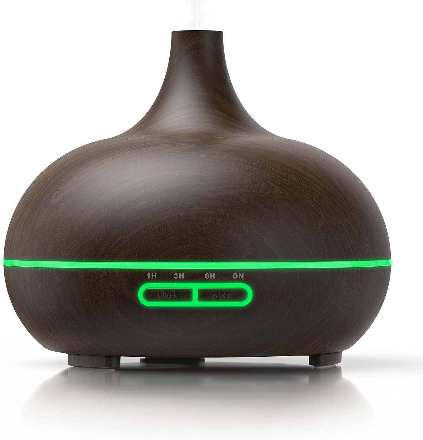 Arendo - Ultraschall-LED-Aroma-Diffusor 300 ml - Luftbefeuchter Raumbefeuchter Nachtlicht - LED-Ring 7 Farben - Timer-Funktion - Dauernebelmodus - Angenehm leises Betriebsgeräusch - Holzdekoration